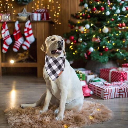ADOGGYGO Christmas Dog Bandanas 2 Pack, Premium Cotton Fabric, Multiple Sizes Offered, Red Green Plaid Bandanas for Medium Large Dogs (Large, Xmas) in Saudi Arabia