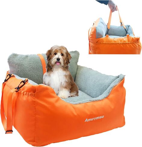 Dog Car Seat for Small Dog,Fully Detachable and Washable Ultra Soft Car Travel Bed Portable Handle and Storage Pockets,with Clip-on Soft Dog Car Seat Under 25,Portable Dog Car Travel Carrier Bed in Saudi Arabia