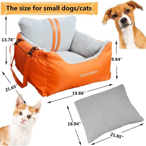 Dog Car Seat for Small Dog,Fully Detachable and Washable Ultra Soft Car Travel Bed Portable Handle and Storage Pockets,with Clip-on Soft Dog Car Seat Under 25,Portable Dog Car Travel Carrier Bed in Saudi Arabia