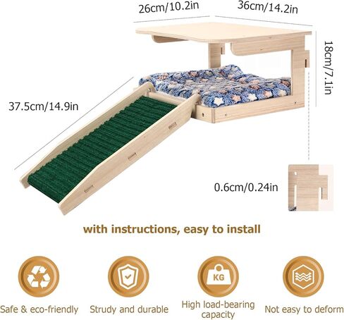 مخبأ خنزير غينيا من Upspotie - سرير خشبي طبيعي صغير لبيت الحيوانات مع سلالم وحصيرة، موائل كوخ صغير للحيوانات الأليفة قابل للفصل لأقفاص خنزير غينيا الهامستر والأرنب الشنشيلا in Kuwait