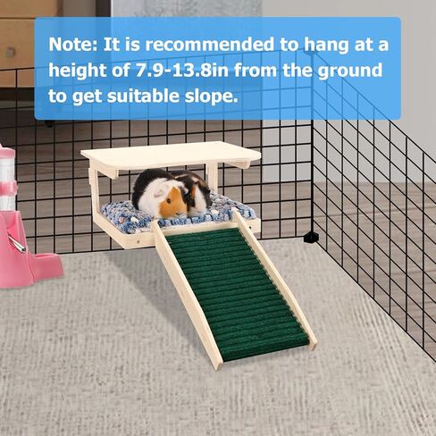 مخبأ خنزير غينيا من Upspotie - سرير خشبي طبيعي صغير لبيت الحيوانات مع سلالم وحصيرة، موائل كوخ صغير للحيوانات الأليفة قابل للفصل لأقفاص خنزير غينيا الهامستر والأرنب الشنشيلا in Kuwait