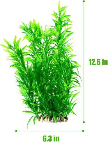 Large Aquarium Plants, Fish Tank Plants Decoration Ornament for All Fish Artificial Plastic Lifelike Water Plant Ornament Fish Tank Decorations 12.6 inch Tall 7.09 inch Wide Green in Kuwait