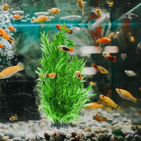 Large Aquarium Plants, Fish Tank Plants Decoration Ornament for All Fish Artificial Plastic Lifelike Water Plant Ornament Fish Tank Decorations 12.6 inch Tall 7.09 inch Wide Green in Kuwait