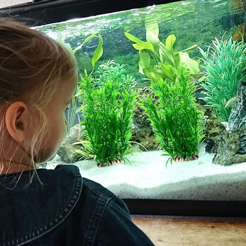 Large Aquarium Plants, Fish Tank Plants Decoration Ornament for All Fish Artificial Plastic Lifelike Water Plant Ornament Fish Tank Decorations 12.6 inch Tall 7.09 inch Wide Green in Kuwait