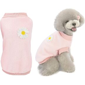 Dog Sweater Dog Clothes Fleece Dog Woolen Sweater Winter Warm Sweat Shirt Flower Pajamas Fleece Sweater for Small Dog Medium Dog Cat Light Blue S