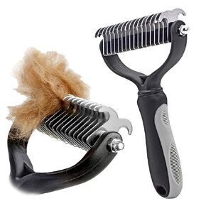 فرشاة العناية بالحيوانات الأليفة - مشط ذو وجهين لتساقط وإزالة الوبر من الطبقة السفلية للكلاب والقطط، فرشاة للعناية بالكلاب، فرشاة لتساقط الكلاب in Kuwait