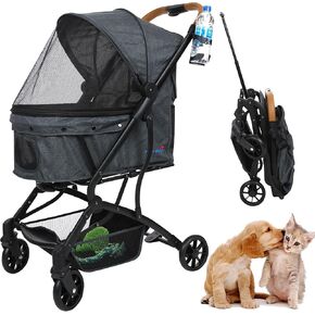 Pup n Whiskers 3-in-1 Pet Stroller - Perfect for Small and Medium Dogs and Cats - 1-Hand Quick Fold Unfold, Durable and Convenient for Outdoor Adventures - Suitcase Style Pull Extension Handle in Kuwait