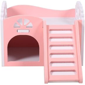 logozoe Hideout House، بيت الهامستر، بيت الحيوانات الأليفة من الخشب والبلاستيك، منزل الفئران الهامستر للحيوانات الأليفة، لموئل الحيوانات الصغيرة (وردي) in Kuwait