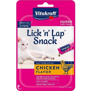 Vitakraft Lick 'n' Lap Creamy Cat Treat – Chicken – Great for Bonding – Low Calorie Interactive Wet Cat Treat​ - 5 Pack