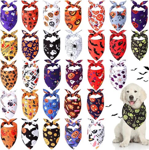 30 Pack Halloween Dog Bandanas Halloween Bandanas for Dogs Dog Scarf Pet Bandana Halloween Accessories for Large Dogs Medium Small Puppy Dog Halloween Festival Party Supply in Saudi Arabia