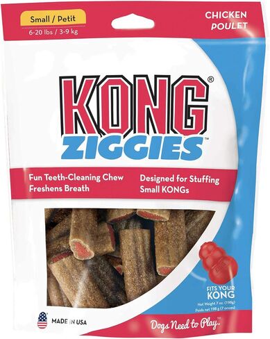 KONG - Ziggies - Teeth Cleaning Dog Treats Classic Rubber Toys - Chicken Flavor for Small Dogs (7 Ounce) in Saudi Arabia
