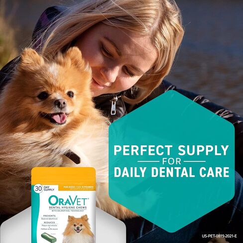 OraVet Dental Chews for Dogs, Oral Care and Hygiene Chews (Extra Small Dogs, 3.5-9 lbs.) Yellow Pouch, 30 Count in Kuwait