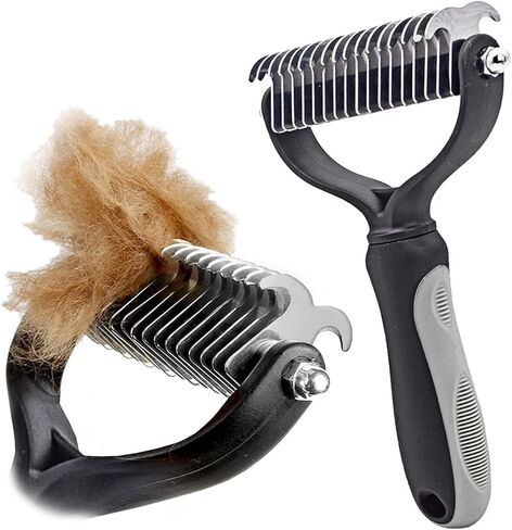 فرشاة العناية بالحيوانات الأليفة - مشط ذو وجهين لتساقط وإزالة الوبر من الطبقة السفلية للكلاب والقطط، فرشاة للعناية بالكلاب، فرشاة لتساقط الكلاب in Kuwait