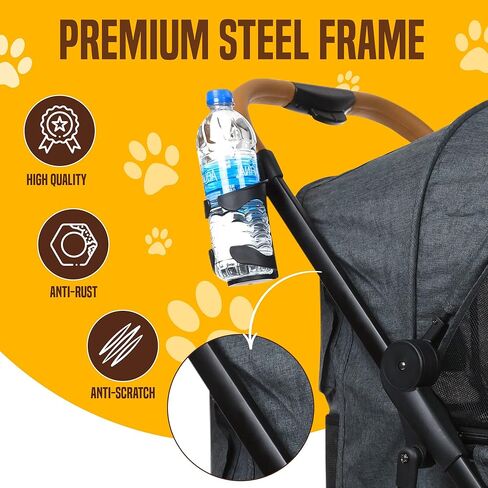 عربة اطفال للحيوانات الاليفة من بوب ان ويسكرز للكلاب الصغيرة والمتوسطة | حامل سفر صغير الحجم قابل للطي بيد واحدة، مقبض تمديد سحب بنمط شنطة السفر، مظلة شبكية لعربة الجراء، بطانة قابلة للازالة / حامل in Kuwait