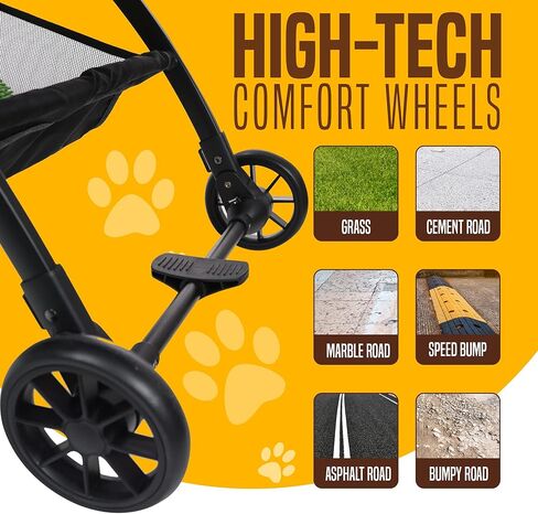 عربة اطفال للحيوانات الاليفة من بوب ان ويسكرز للكلاب الصغيرة والمتوسطة | حامل سفر صغير الحجم قابل للطي بيد واحدة، مقبض تمديد سحب بنمط شنطة السفر، مظلة شبكية لعربة الجراء، بطانة قابلة للازالة / حامل in Kuwait
