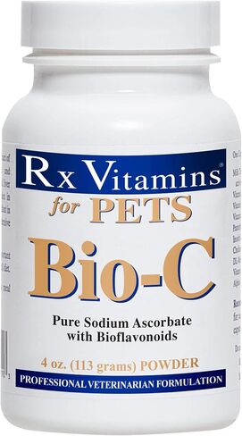 Rx Vitamins Bio-C فيتامين C الدعم المناعي للحيوانات الأليفة - مسحوق فيتامين C للكلاب والقطط - مضادات الأكسدة مسحوق فيتامين C النقي للحيوانات الأليفة - فيتامينات للكلاب - مكملات القطط - 4 أونصة. in Kuwait