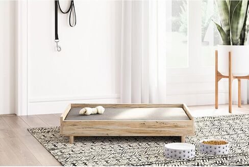 Signature Design by Ashley Piperton Modern Wooden Pet Bed, 36" W x 24" D x 8" H, Natural Beige in Saudi Arabia