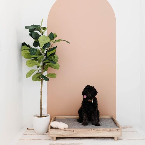 Signature Design by Ashley Piperton Modern Wooden Pet Bed, 36" W x 24" D x 8" H, Natural Beige in Saudi Arabia