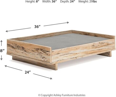 Signature Design by Ashley Piperton Modern Wooden Pet Bed, 36" W x 24" D x 8" H, Natural Beige in Saudi Arabia
