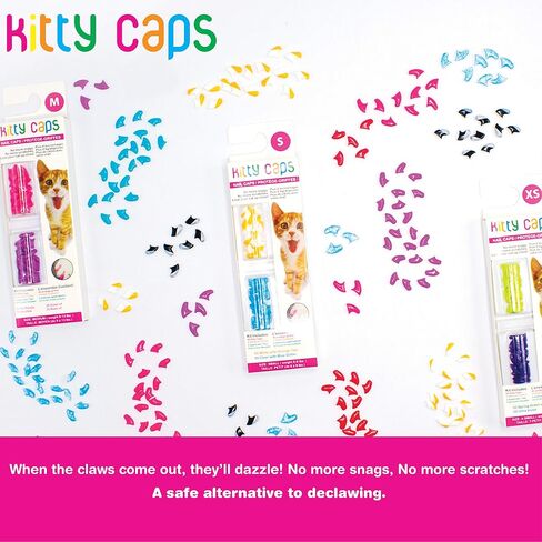 Kitty Caps Nail Caps for Cats Spring Green with Glitter & Ultra Violet, 40 Count, 3 Pack Safe, Stylish & Humane Alternative to Declawing Stops Snags and Scratches FF9304PCS3 X-Small (Under 5 lbs) in Saudi Arabia