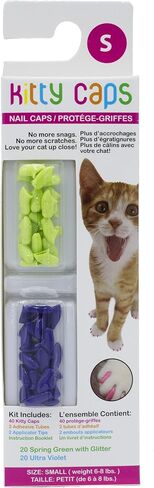 Kitty Caps Nail Caps for Cats Spring Green with Glitter & Ultra Violet, 40 Count, 3 Pack Safe, Stylish & Humane Alternative to Declawing Stops Snags and Scratches FF9304PCS3 X-Small (Under 5 lbs) in Saudi Arabia