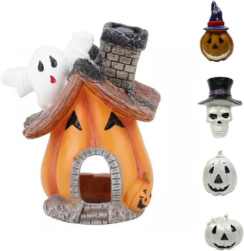 Cartoon Pumpkin House Set, 5 in 1 Resin Aquarium Decoration Simulated Ornament Hiding for Fish Shrimp in Saudi Arabia