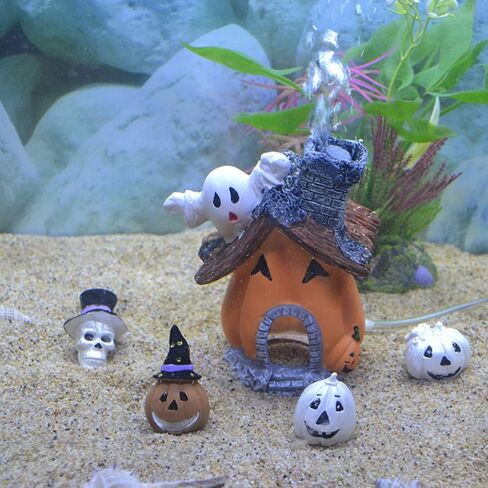Cartoon Pumpkin House Set, 5 in 1 Resin Aquarium Decoration Simulated Ornament Hiding for Fish Shrimp in Saudi Arabia