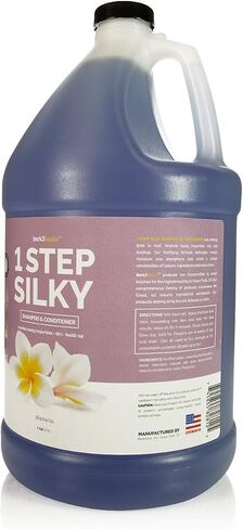 Bark 2 Basics One Step Silky Dog Shampoo and Conditioner, 1 Gallon - All-Natural Ingredients, 2 in 1 Formula, 16 to 1 Concentration, Detangles and Strengthens, Professional Grade in Saudi Arabia