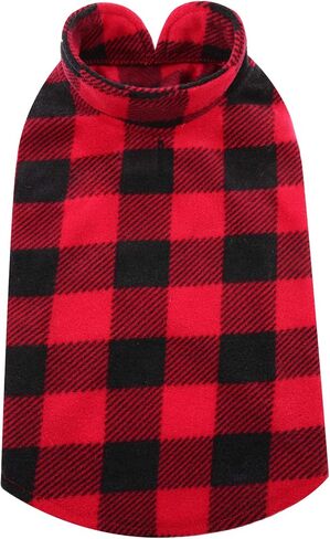 Kuoser Stretch Dog Fleece Vest, Soft Classic Plaid Basic Dog Sweater for Small Dogs & Cats, Warm Dogs Shirt Pullover Dog Coat Jacket Winter Dog Clothes for Teddy Chihuahua Yorkshire with Leash Hole in Kuwait