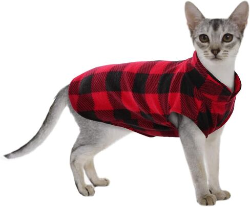 Kuoser Stretch Dog Fleece Vest, Soft Classic Plaid Basic Dog Sweater for Small Dogs & Cats, Warm Dogs Shirt Pullover Dog Coat Jacket Winter Dog Clothes for Teddy Chihuahua Yorkshire with Leash Hole in Kuwait