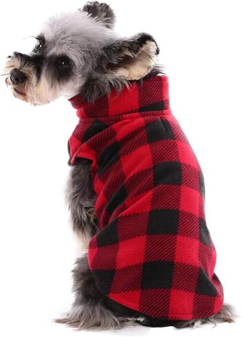 Kuoser Stretch Dog Fleece Vest, Soft Classic Plaid Basic Dog Sweater for Small Dogs & Cats, Warm Dogs Shirt Pullover Dog Coat Jacket Winter Dog Clothes for Teddy Chihuahua Yorkshire with Leash Hole in Kuwait
