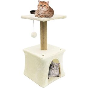 BNOSDM Beige Cat Scratching Post Tree Cute Kitten Scratcher with Plush Platform Condo Small Pet Scratch Pole for Indoor Cats Kitty in Kuwait