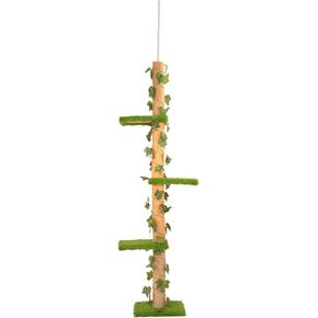 Downtown Pet Supply 4-Level Tall Cat Tower for Indoor Cats, Synthetic Grass - Tightly Woven Sisal Rope Cat Scratching Post with Stable Wooden Base - Extends from 93-97.5"