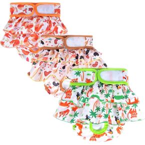 Reusable Dog Diapers Female, Pack of 3 Washable Highly Absorption Puppies Dogs Diapers for Period Heat Panties or Excitable Urination (Nature, M)