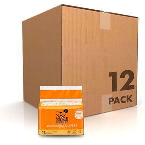 حفاضات الكلاب الأنثوية الهزات والتذبذبات | حفاضات الكلب للكلاب الإناث | حفاضات للكلاب متوسطة الحجم، مقاس الخصر 16.5 بوصة - 21 بوصة - 12 قطعة | حفاضات الكلاب القابل للتصرف للكلاب الإناث in Kuwait