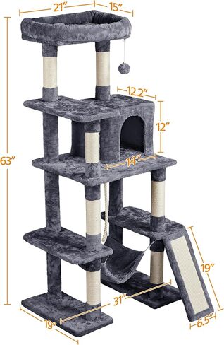 Yaheetech 63in Sturdy Large Cat Tree for Indoor Heavy Cats, Tall Tower in Saudi Arabia