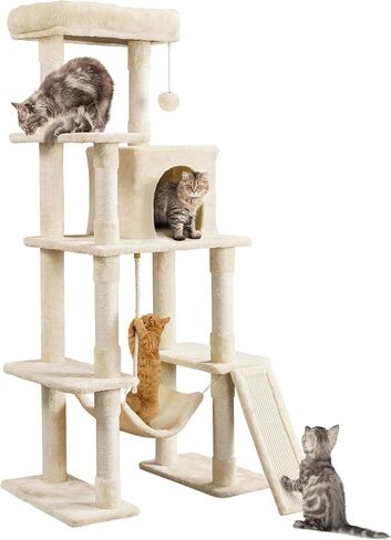 Yaheetech Cat Tree Cat Tower, 63in Multi-Level Cat Tree for Indoor Cats, Tall Cat Tree w/Sisal-Covered Scratching Posts & Condo, Cat Furniture Activity Center for Cats Kitten, Green in Saudi Arabia