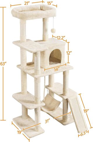 Yaheetech Cat Tree Cat Tower, 63in Multi-Level Cat Tree for Indoor Cats, Tall Cat Tree w/Sisal-Covered Scratching Posts & Condo, Cat Furniture Activity Center for Cats Kitten, Green in Saudi Arabia