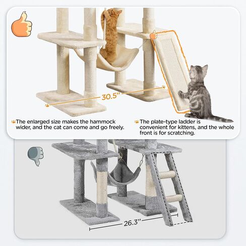 Yaheetech Cat Tree Cat Tower, 63in Multi-Level Cat Tree for Indoor Cats, Tall Cat Tree w/Sisal-Covered Scratching Posts & Condo, Cat Furniture Activity Center for Cats Kitten, Green in Saudi Arabia