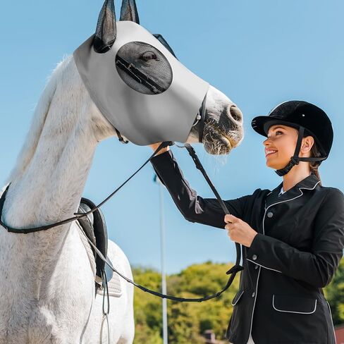 Frienda 4 Pcs Horse Fly Masks for Horses Fly Mask for Horses with Ears Protection Horse Mask Smooth Elastic Fly Mask with Sun Protection for Horses(Black, Gray, Blue, Mint Green, Medium) in Saudi Arabia