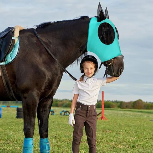 Frienda 4 Pcs Horse Fly Masks for Horses Fly Mask for Horses with Ears Protection Horse Mask Smooth Elastic Fly Mask with Sun Protection for Horses(Black, Gray, Blue, Mint Green, Medium) in Saudi Arabia