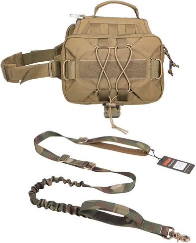 Tactical Bungee Dog Leash Adjustable Dog Pack Hound Dog Saddle Bag Backpack with Handle in Saudi Arabia