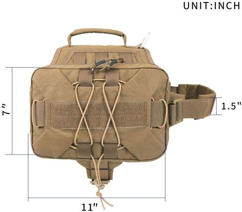 Tactical Bungee Dog Leash Adjustable Dog Pack Hound Dog Saddle Bag Backpack with Handle in Saudi Arabia