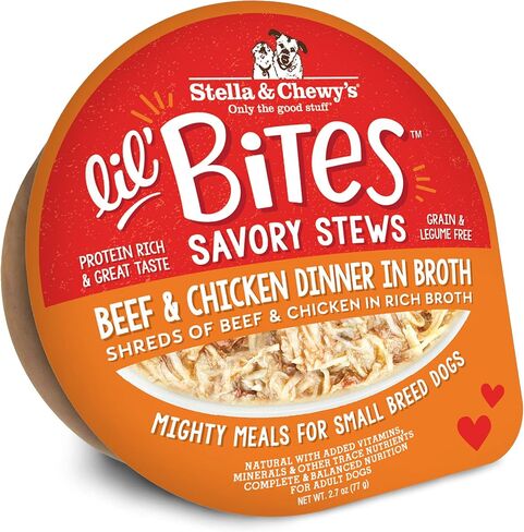 Stella & Chewy's Lil Bites Savory Stews for Small Breeds Beef & Chicken Dinner in Broth, 2.7 oz. Cups (Pack of 12) in Saudi Arabia