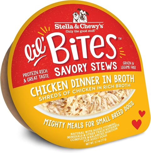 Stella & Chewy's Lil Bites Savory Stews for Small Breeds Chicken Dinner in Broth, 2.7 oz. Cups (Pack of 12) in Kuwait