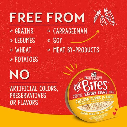 Stella & Chewy's Lil Bites Savory Stews for Small Breeds Chicken Dinner in Broth, 2.7 oz. Cups (Pack of 12) in Kuwait