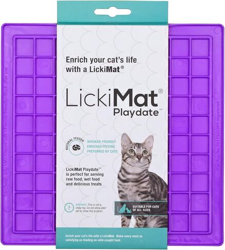 Lickimat Classic Buddy، حصيرة لعق الطعام البطيئة للقطط، تقلل من القلق والملل؛ مثالي للطعام أو الحلوى أو الزبادي أو زبدة الفول السوداني. بديل ممتع لوعاء أو طبق القطط ذو التغذية البطيئة، وردي in Kuwait