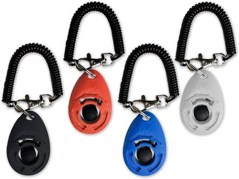 SunGrow Dog Clickers with Black Wrist Bands, 2.4x1.8 Inches, Colorful, Effective Training Tools for Puppy or Cat, Humanized Scientific Professional Design, Perfect Size and Sound, 4 Pack in Kuwait