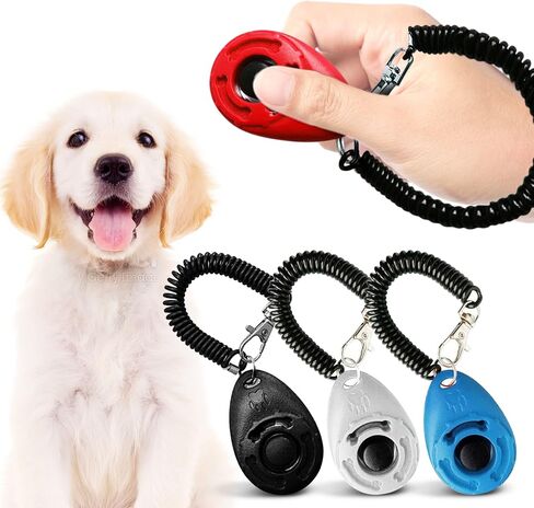 SunGrow Dog Clickers with Black Wrist Bands, 2.4x1.8 Inches, Colorful, Effective Training Tools for Puppy or Cat, Humanized Scientific Professional Design, Perfect Size and Sound, 4 Pack in Kuwait