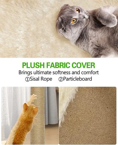 BNOSDM Beige Cat Scratching Post Tree Cute Kitten Scratcher with Plush Platform Condo Small Pet Scratch Pole for Indoor Cats Kitty in Kuwait